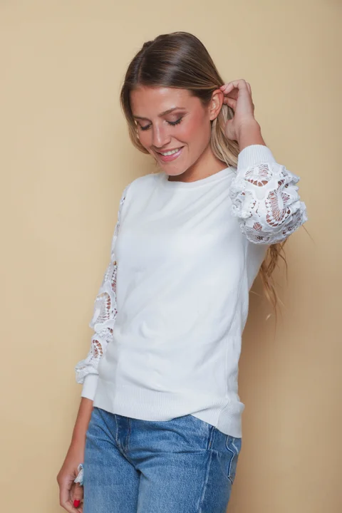 Sweater MELROUSE Bremer c/ Guipiur en mangas GUL600