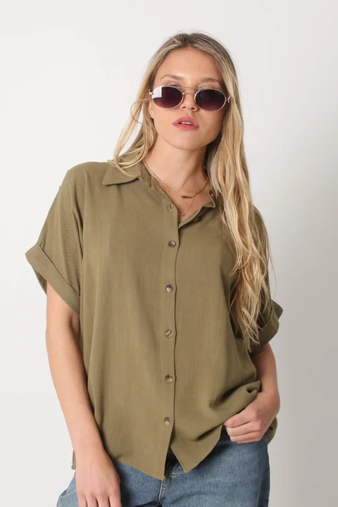 Camisa CANNES Lino Oversize Manga Corta GUC48