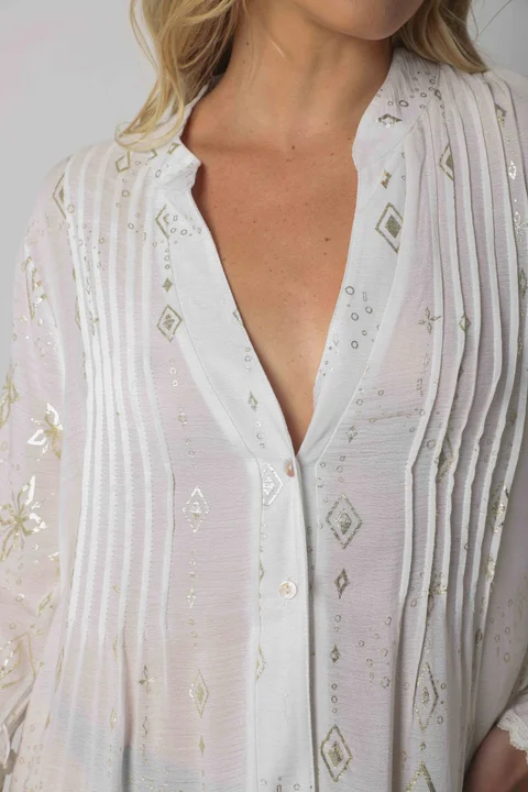 Vestido CINDERELA POPLIN ESTAMPADO  c/ recortes y volados GU4669