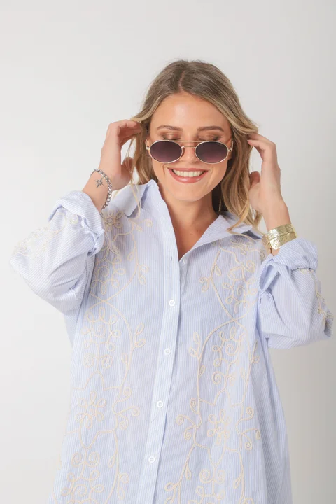 Camisa VOIRE  Rayada Bordada GU0547