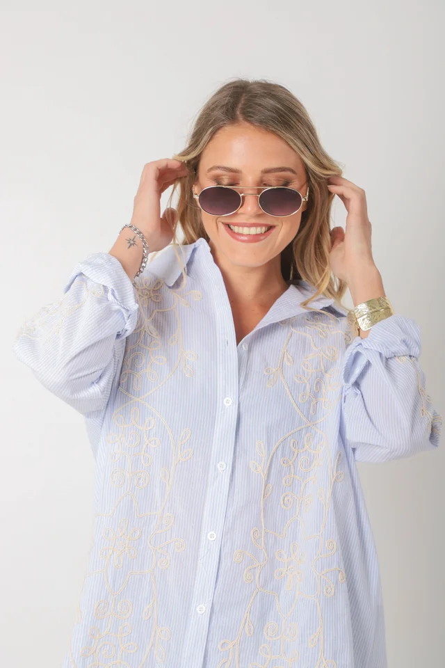 Camisa VOIRE  Rayada Bordada GU0547