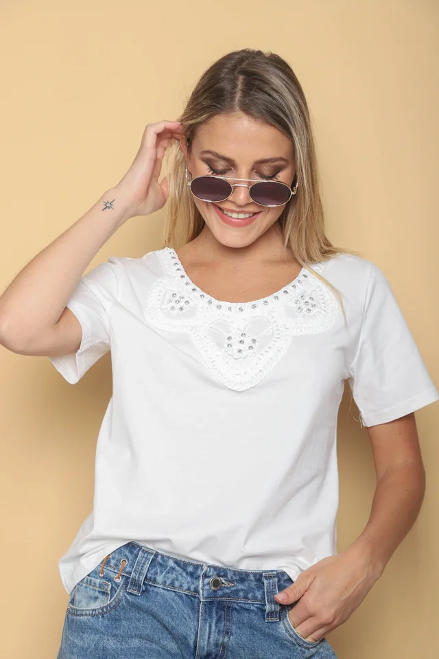 Remera JAZMIN Crochet y Piedras GUK70148