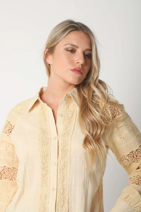 Camisa LAFINUR Lino y Broderie GUL70183