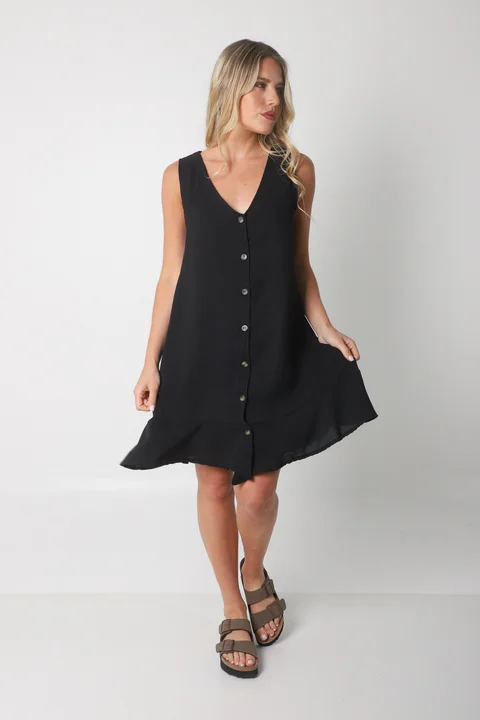 Vestido Gales Abotanado Creppe