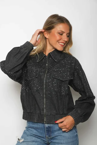 Campera Jean Vakz con Cierre y Strass  GU70014 - Vista 4