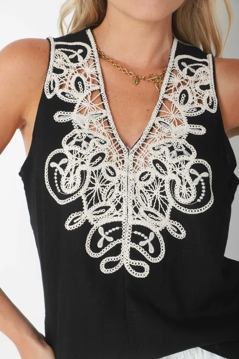 Musculosa LIBERTY de Lino BORDADA GU2525