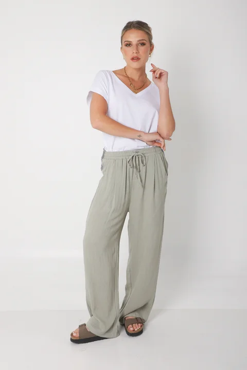 Pantalón MARE de Lino con  Tiras Bolsillos GU0332