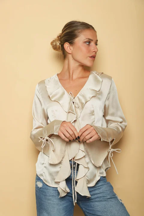 Blusa WENDY SATEN C/Volados GU0343