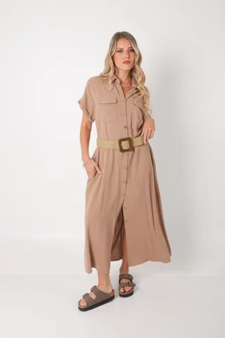 Vestido KAVALI Camisero Lino c/ Cinto GU0548 - Vista 1