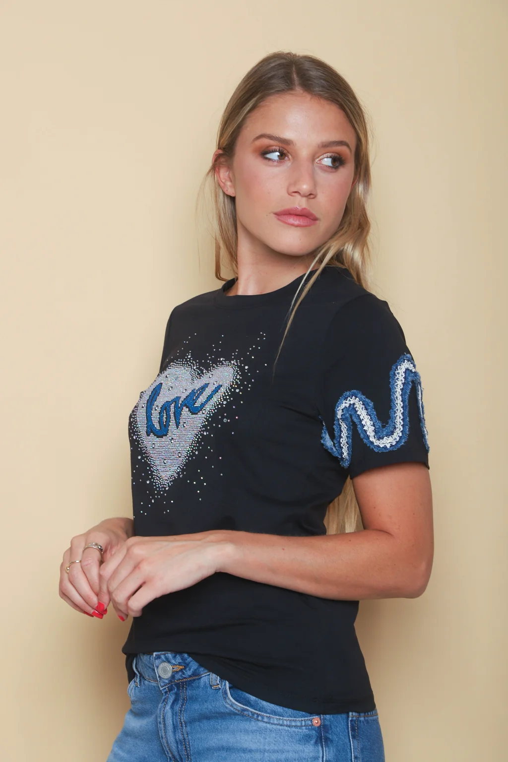 Remera BLUE LOVE STRASS GU7490