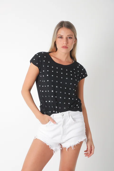 Remera FELISA c/ Hombreras y Piedras  GUK70073