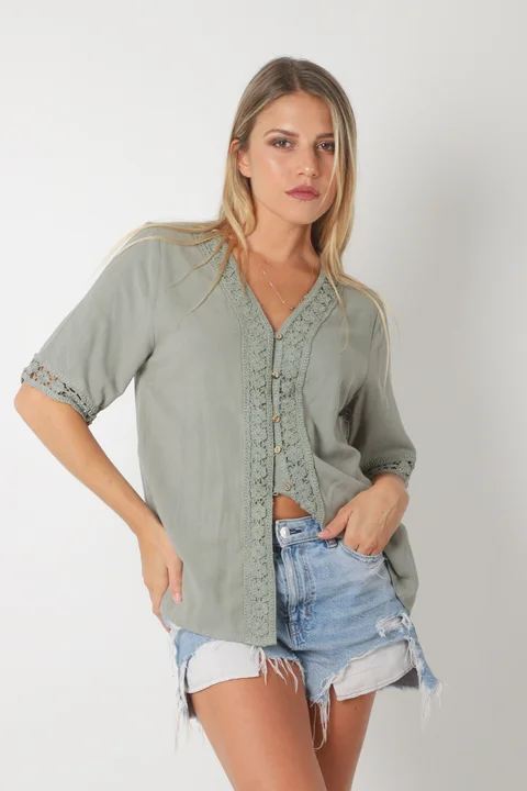 Blusa CARTER Lino c Guarda Crochet GU0528