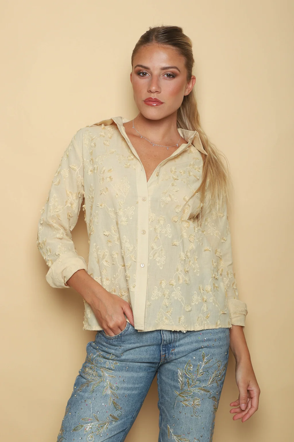 Camisa MALBA Hojitas Bordada GUK70219