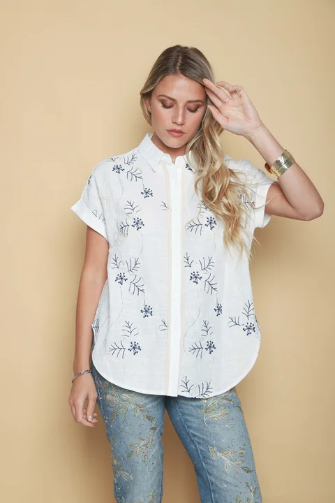 Camisa RANIERI Bordada Manga Corta GU0531