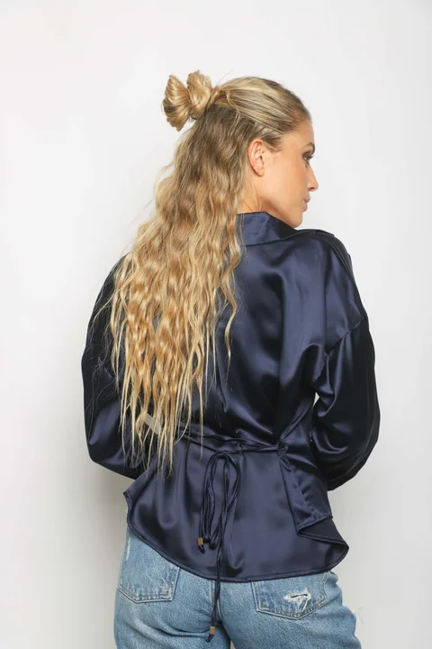 Camisa ZELENI Saten c/ Tiras para atar Atras GUK70282