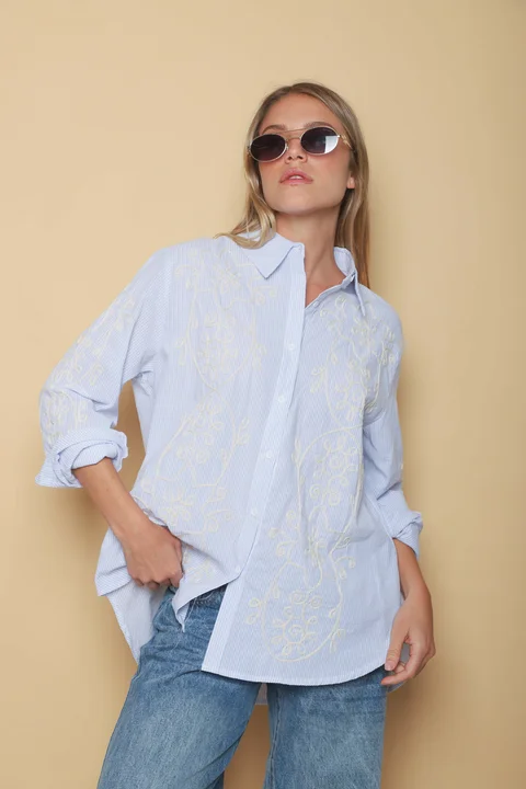 Camisa VOIRE  Rayada Bordada GU0547