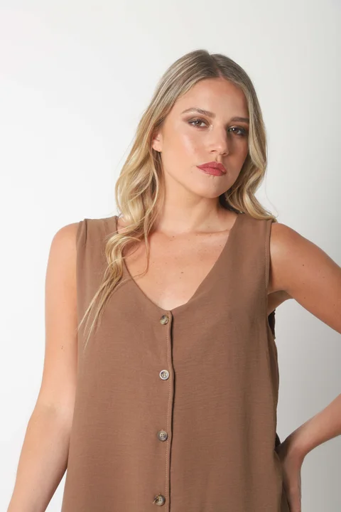 Vestido Gales Abotanado Creppe