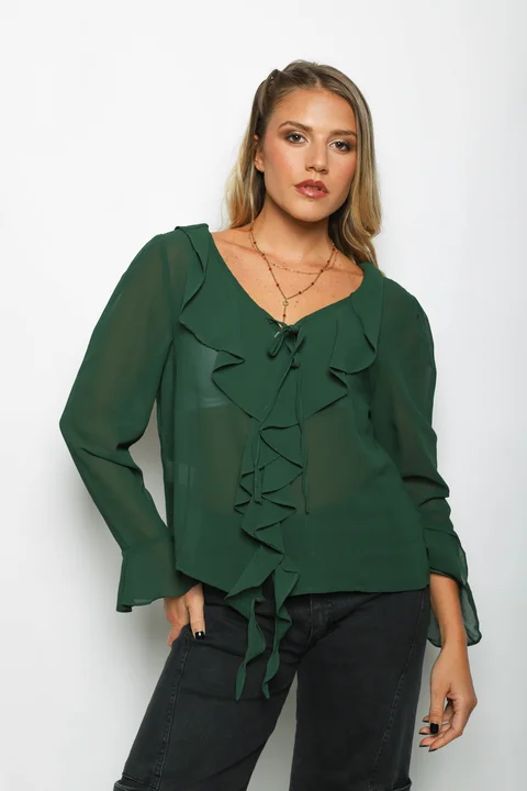 Blusa TITA Gasa c/Volados GUV60