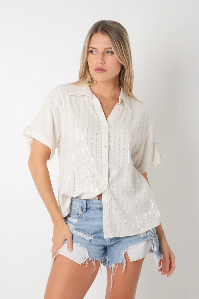 Camisa MILLIE de lino c/ Lentejuelas GU0530