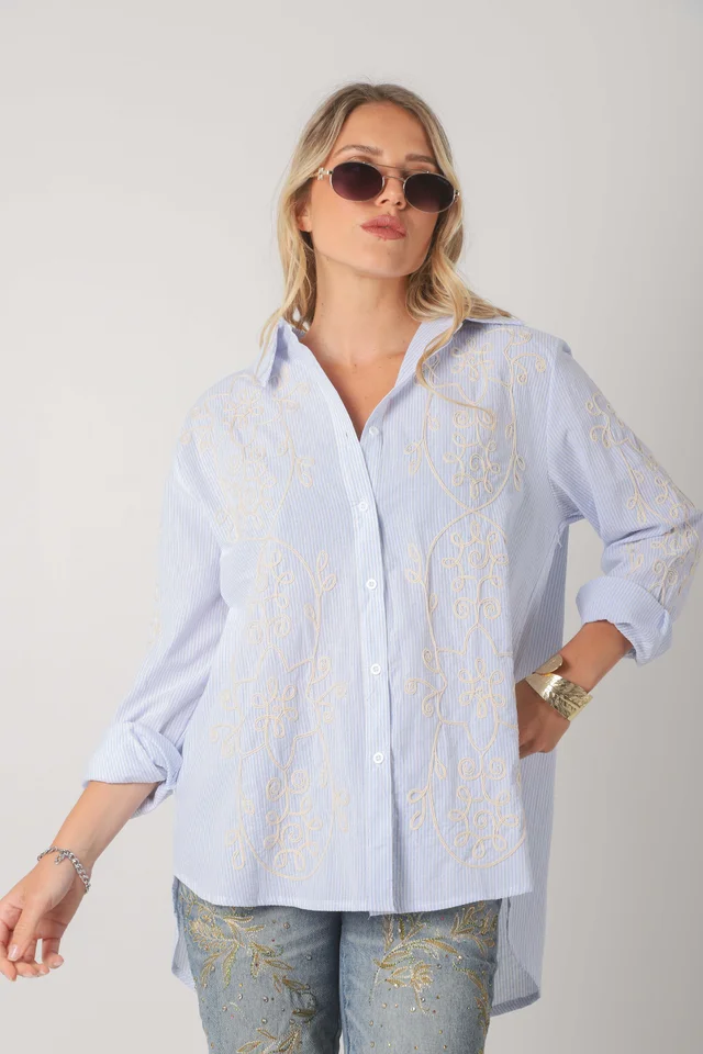 Camisa VOIRE  Rayada Bordada GU0547