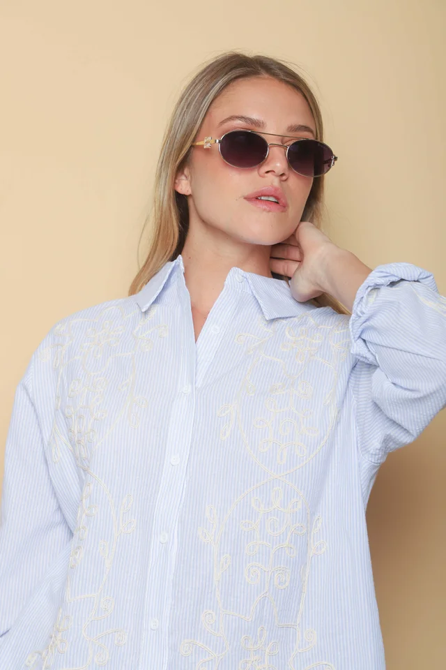 Camisa VOIRE  Rayada Bordada GU0547