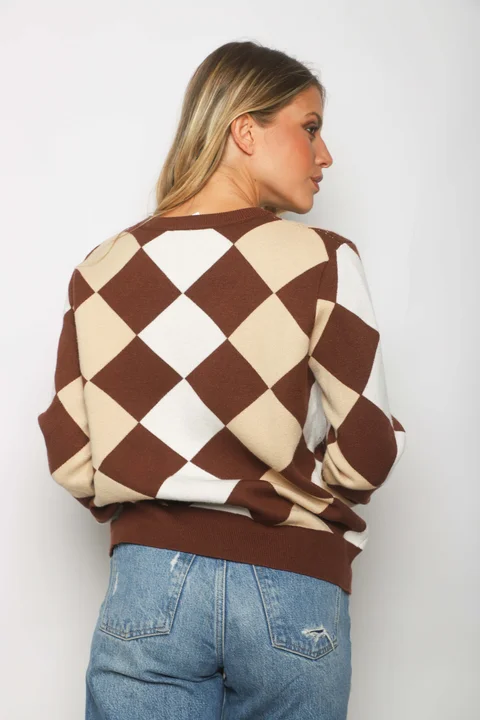 Sweater LOCH Bremer Rombo con Strass GUL840
