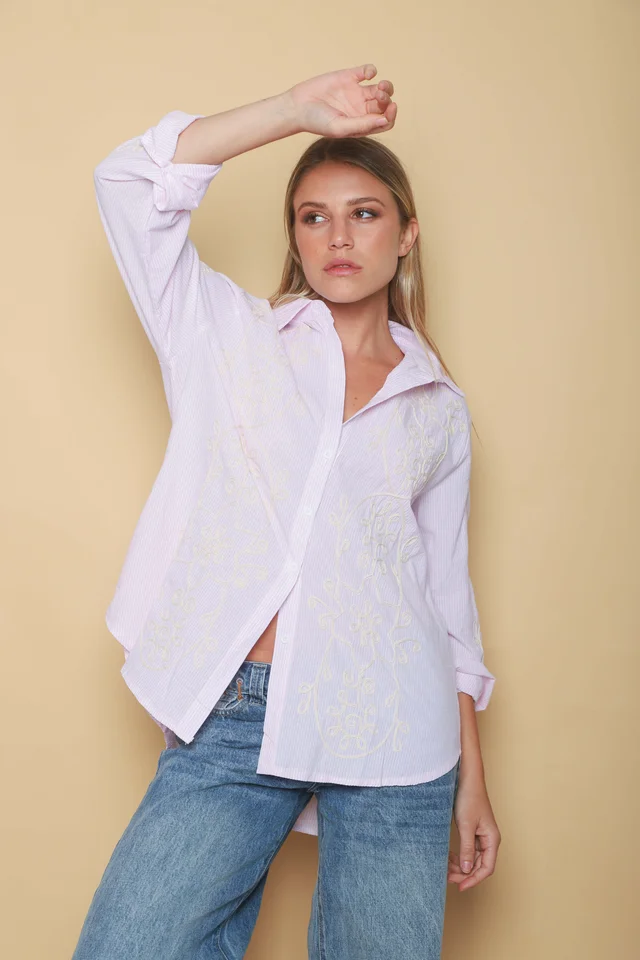 Camisa VOIRE  Rayada Bordada GU0547