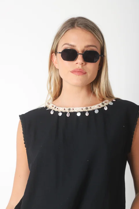 Músculosa KIER Lino c/aplique GUK70118