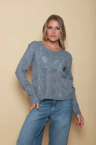 Sweater VALENTINA Tejido con Piedras GUL664 - Vista 4
