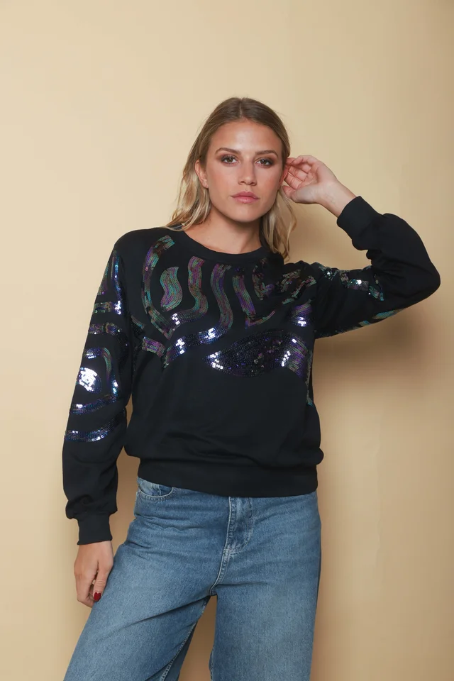 Buzo CROP Lentejuelas GUK70016