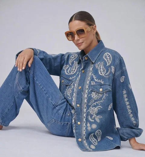 Camisaco AMPLIO GLAM Jean Bordado GU0566