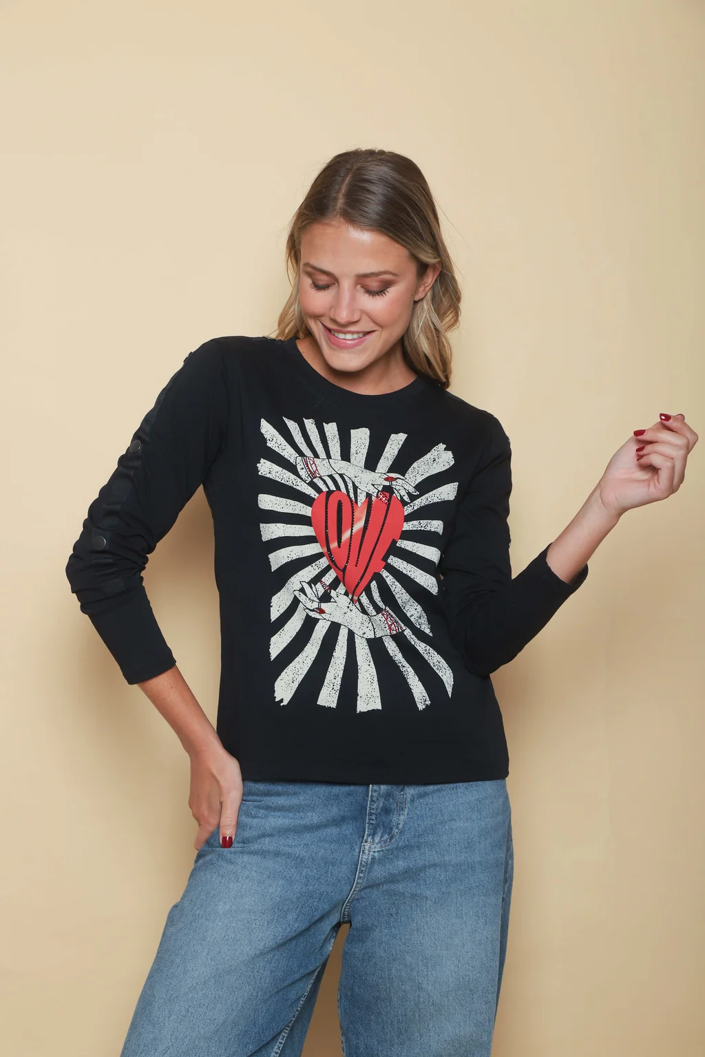 Remera KOTAO Manga Larga c/ Botones en Mangas GU5124