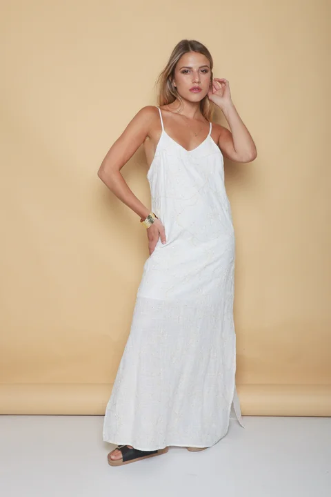 Vestido KALSY lino c/bordado GUK70142-9