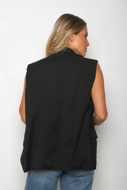 Chaleco LARGO ZEK Sastrero Forrado con Boton Brillo GUP33022