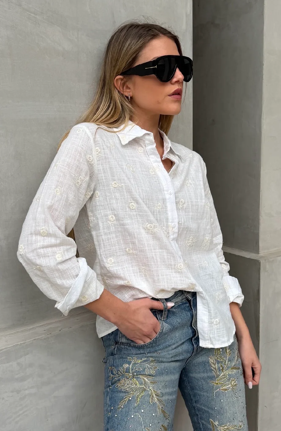 Camisa ROSMARY Lino Bordada GU70242