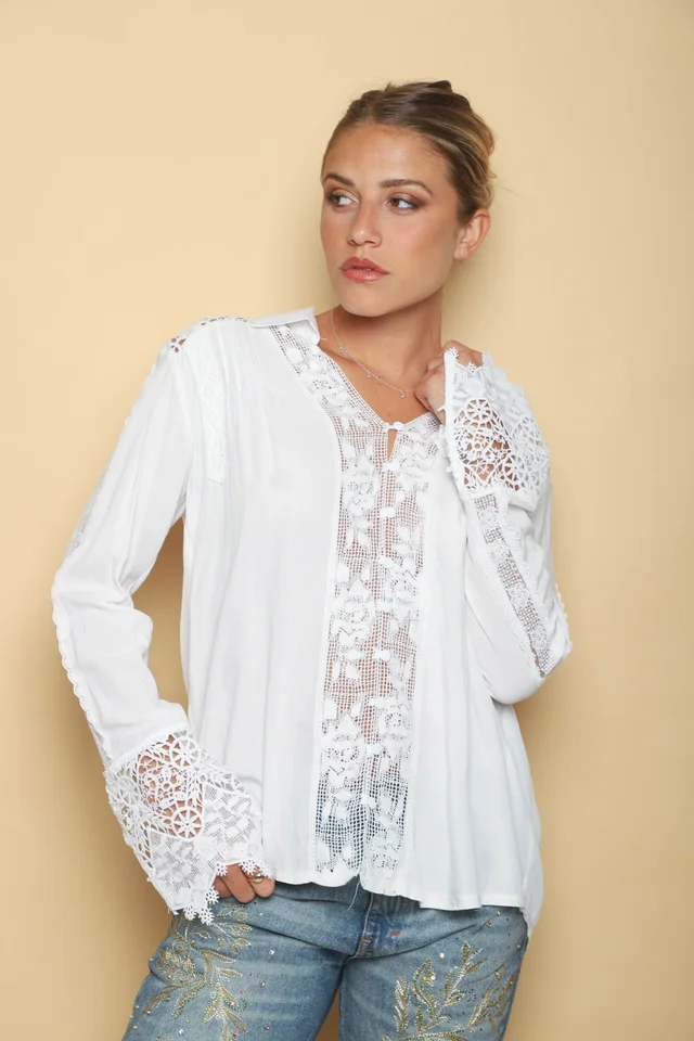 Camisa ZANETT Broderie con Encaje GUK61