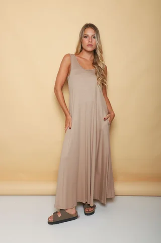 Vestido CANES de Viscosa Liso - Vista 4