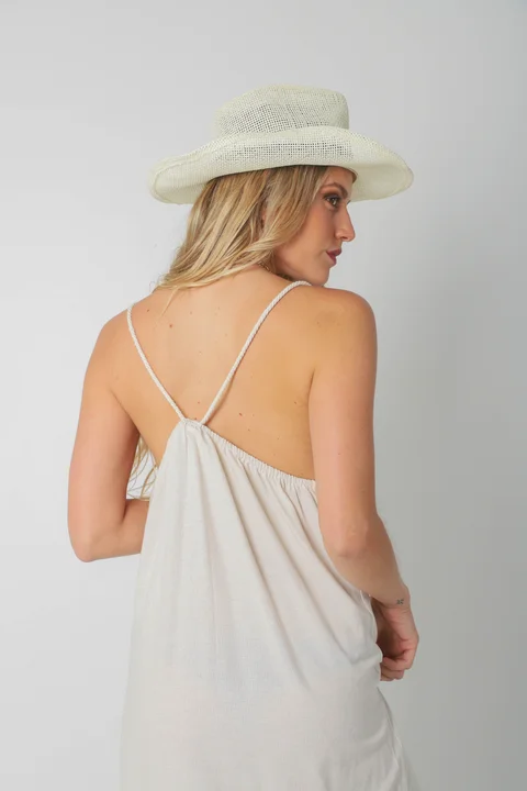 Vestido SARIS Lino Con Cordon y Tajo GU2524