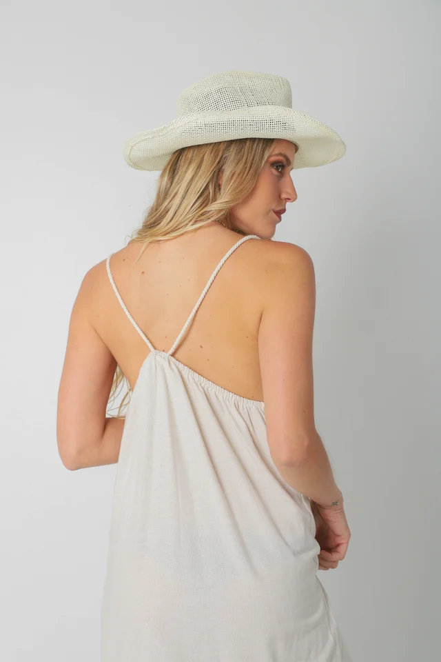 Vestido SARIS Lino Con Cordon y Tajo GU2524