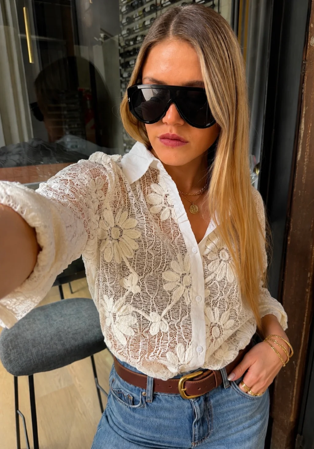 Camisa DARLIN Con Encaje y Bordado GUK70283