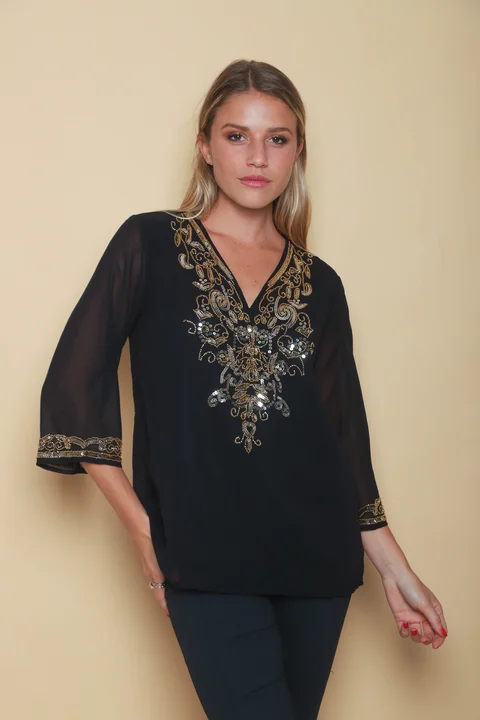 Camisola Buzios Gasa Lentejuelas GU4018