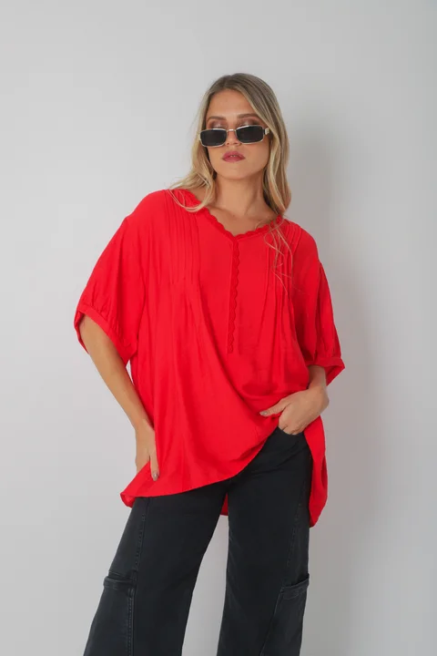 Blusa AMARE Lino c/ puntilla GU0334