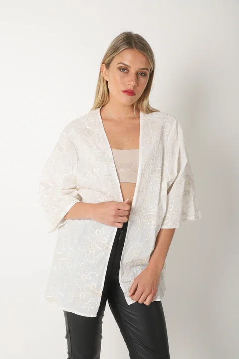 Kimono VAPARAISO de Lino Bordado GU5175