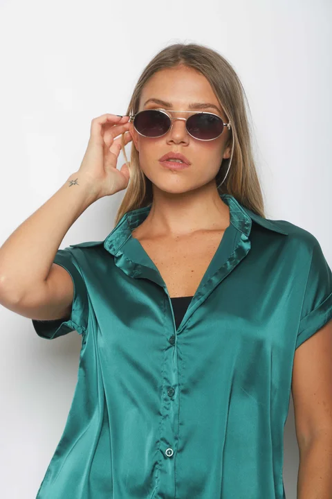 Camisa CANDI Satén Manga Corta GUV52