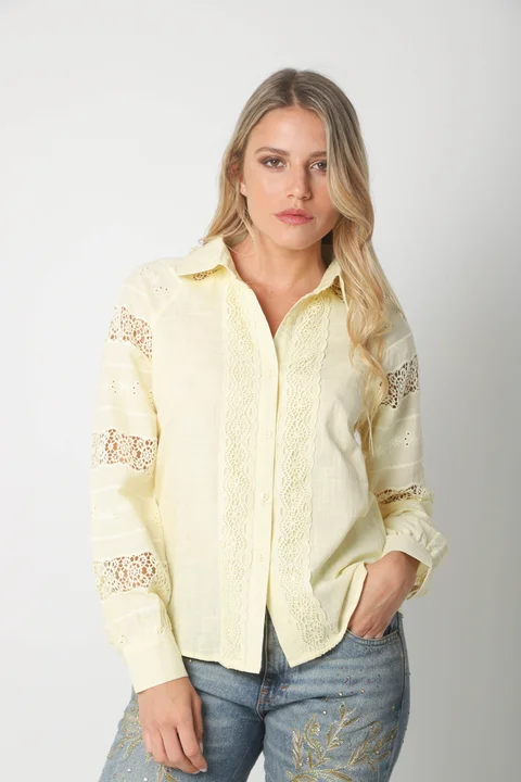 Camisa LAFINUR Lino y Broderie GUL70183