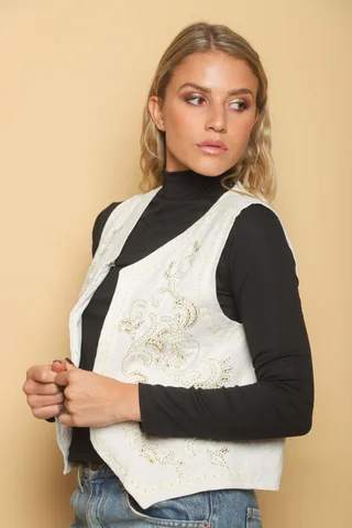 Chaleco LAMA Lino Bordado GU5937 - Vista 6