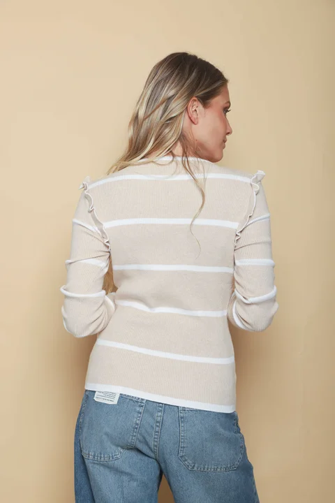 Sweater OHLALA Bremer Rayado c/Volados GUL660