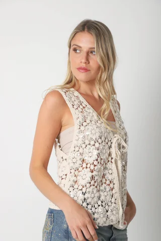 Chaleco Crochet SAIKY c/ lentejuelas GU3009 - Vista 6