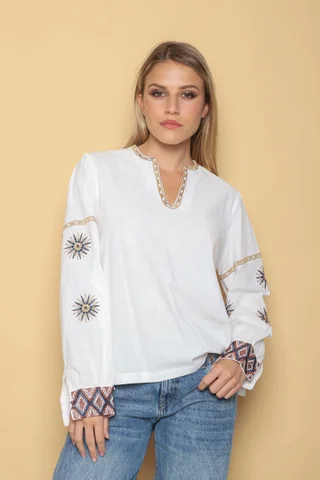 Blusa GATE Lino c/bordado GU0554 - Vista 2