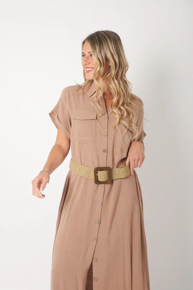 Vestido KAVALI Camisero Lino c/ Cinto GU0548